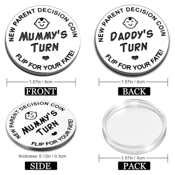 New Parents Metal Decision Flipping Coin Diaper Change Chores Game Gift - Picture 7 of 9
